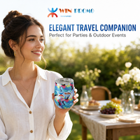 Gobelet à vin isotherme à double paroi en acier inoxydable de 12 oz avec couvercle, logo personnalisé imprimé, tasse à café de voyage