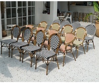 Table basse extérieure en rotin durable compétitive et ensemble de meubles de restaurant de café d'hôtel de chaise