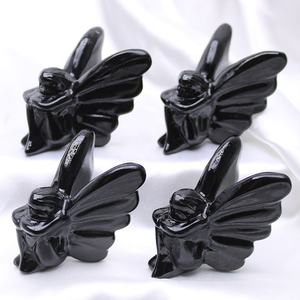 Vendita calda cristallo intaglio artigianato cristallo <span class=keywords><strong>nero</strong></span> ossidiana cristallo farfalla fata per regali decorazione della casa - Product Image 6