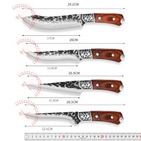 Couteau de cuisine en acier inoxydable forgé spécialisé coupe viande tranchante couteau de rasage manche en bois pour l'abattage des porcs vaches moutons