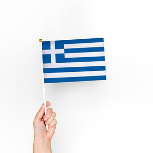 Vente en gros de logo personnalisé grec <span class=keywords><strong>Mini</strong></span> drapeau en polyester 21X14cm avec porte-bâtons <span class=keywords><strong>Mini</strong></span> drapeau à main personnalisé - Product Image 3