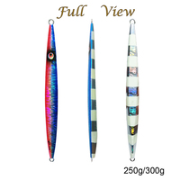Leurre de pêche vertical en métal 250g 300g, rapide, lumineux, à rayures zébrées, pour la pêche au saumon en lac, ruisseau, océan, bateau