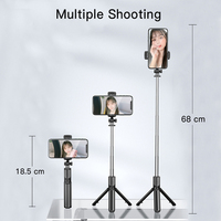 Bâton de selfie multifonction rétractable portable mini pliable Bluetooth sans fil à rotation à 360 degrés