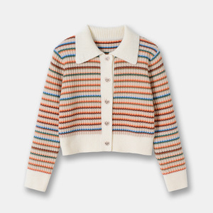 2023 INS Fashion Mix Colorful Rainbow Stripes Mujeres Knit <span class=keywords><strong>Cardigan</strong></span> para niñas - Product Image 1