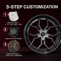 Jantes forgées grises Twin-V 3 pièces 21x11 5x120 ET30 6061 T6 personnalisées à déport profond pour Dodge