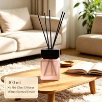 Bouteilles vides en verre pour diffuseur à bâtonnets, avec bouchon à vis en bois, design carré, pour décoration intérieure, conteneurs pour huiles essentielles