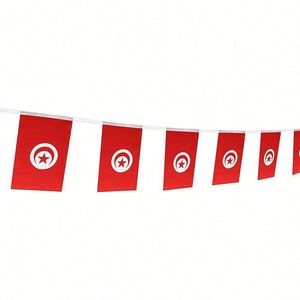 Hot Selling Polyester Tunisia Tunisians String <b>Flag</b> National World Pennant Banner Bunting for Country Theme - Product Image 4