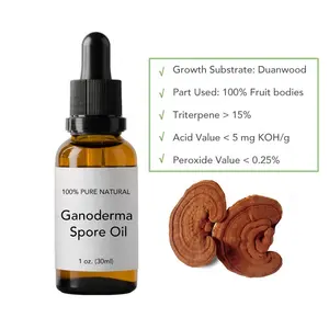 Atacado 30ml ganoderma conteúdo trifósforo> 25% garrafa natural ganoderma espore óleo
