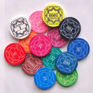 Jetons de poker à base en céramique Monte <span class=keywords><strong>Carlo</strong></span> 14g avec plateau d'options en plastique/acrylique personnalisable en matériau dynamique - Product Image 1