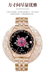 2024 Reloj inteligente dorado para mujer Pulsera de moda para mujer Regalo Gen 9 relojes inteligentes redondos con pantalla táctil con monitor de ritmo cardíaco - Product Image 4