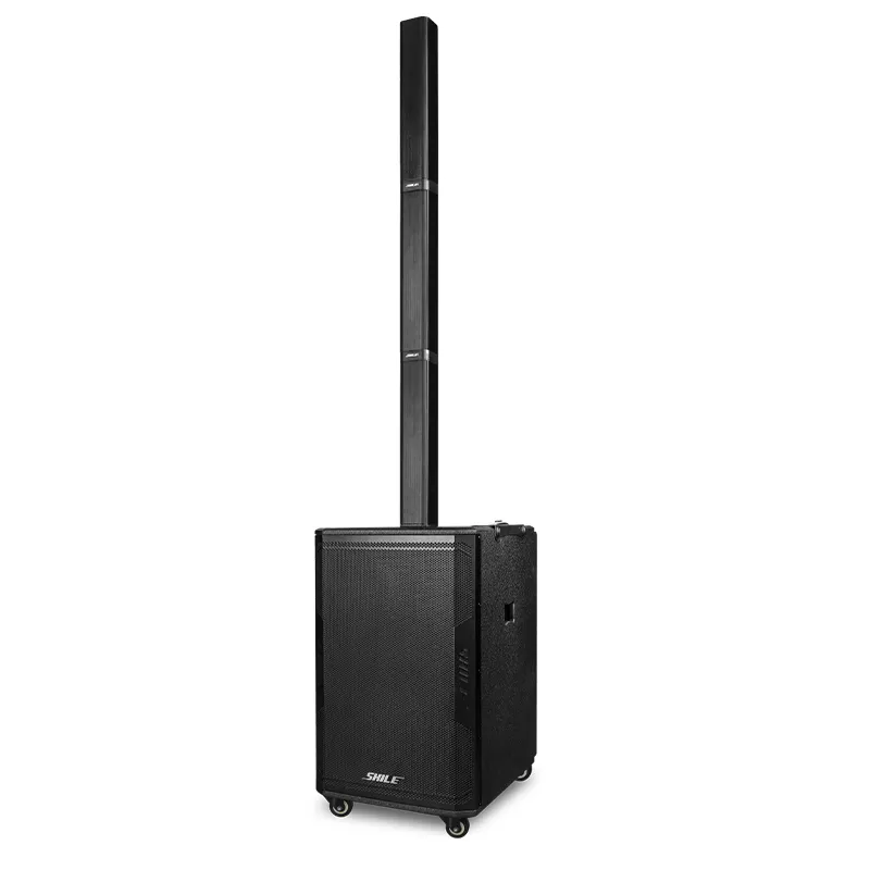 Outdoor Trolley Driver Blue Tooth TWS Wireless Active Column Speaker 400W 15 Inch Portable Wood 10 Inch Speaker Pa FM MP3 BT TWS