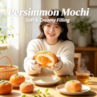 Daifuku Mochi au kaki surgelé prêt à consommer avec garniture confiture de kaki, pâtisserie dessert surgelée moelleuse et fondante