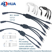 AOHUA M11 5521 5525 câble d'alimentation LED mâle femelle types de connecteurs cc