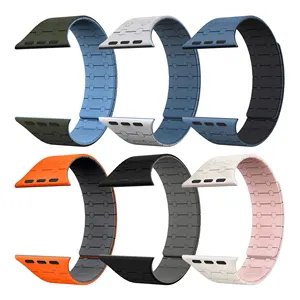 Bracelet de montre magnétique en silicone exclusif pour Apple Watch Ultra, bracelet magnétique en silicone pour Apple Watch Series 9 8 41mm 45mm - Product Image 1