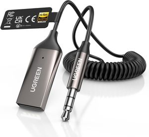 Adaptador de Coche UGREEN AUX a <span class=keywords><strong>Bluetooth</strong></span> 6.0 con LDAC, Micrófono Integrado de 3.5mm, Llamadas Manos Libres, Altavoz, <span class=keywords><strong>Audio</strong></span> para el Hogar - Product Image 1