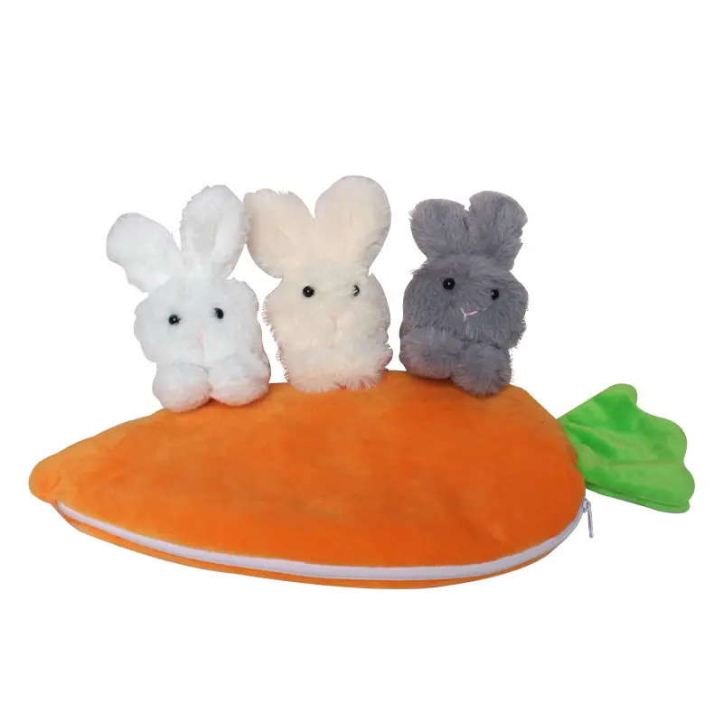 RuunJoy Creative Carrot Series Soft plush Pencil Bag Kawaii Stationery Set Kids Birthday Gift For Bunny Easter Party