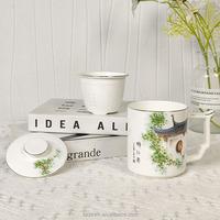Style chinois créatif ivre Jiangnan tasse de conférence dessinée à la main avec couvercle thé boisson bureau à domicile tasse de cadeau d'affaires