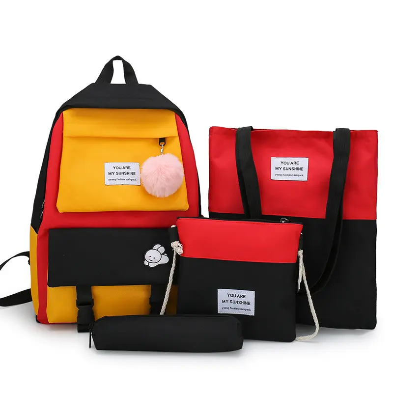 Sandro Backpack 4pcs/Set INS Hot High School Bags Canvas Travel Bookbag Sets for Teenage