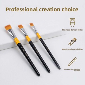 Ensemble de pinceaux plats professionnels à poils en nylon pour aquarelle et <span class=keywords><strong>peinture</strong></span> à l'huile, application épaisse et uniforme, sans perte de poils, grandes, moyennes et petites tailles - Product Image 6