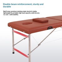 Table de massage portable pliable en acier inoxydable, double poutre renforcée, hauteur réglable, sac de transport pour salon de beauté, spa, thérapie