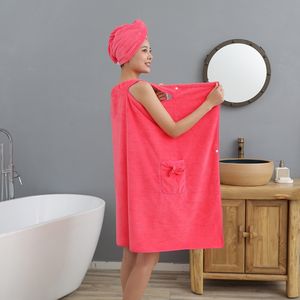 Accappatoio con Cinturino per Spalle in Microfibra Morbida, Sexy Gonna da Bagno per Donne con Asciugamano per Capelli, Vestito da Bagno per Ragazze - Product Image 4