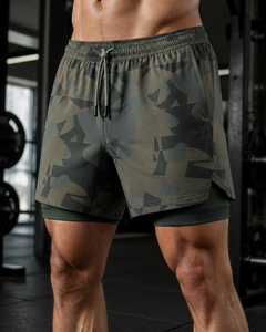 Sportswear Men Custom Logo Quick Dry 2 in 1 <b>Shorts</b> Running Gym Camo <b>Compression</b> Boxing Gym <b>Shorts</b> MenMen's Waterproof Swim <b>Short</b> - Product Image 1