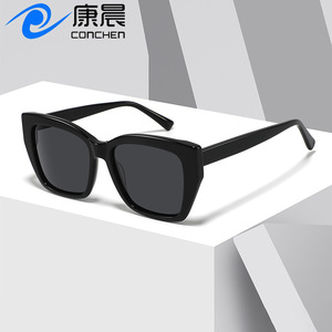 Lunettes de soleil Conchen Cat Eye, monture noire, verres TAC, protection UV400, unisexe, protection solaire pour la conduite - Product Image 1