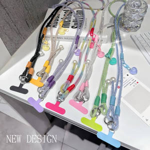 เคสโทรศัพท์แบบสายคล้องยาวรูปหัวใจประดับมุกสำหรับผู้หญิง เคสโทรศัพท์แบบสร้อยคอประดับมุกสีสันสดใสพร้อมสายคล้องแบบหัวเข็มขัดรูปหัวใจ - Product Image 1