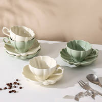 Mug en céramique fait main de style moderne, série Crème, avec cuillère et poignée ergonomique, couleur unie, exquis, pour le thé de l'après-midi, emballé, CC003 HiXin pour