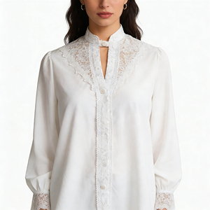 Offre Spéciale sur Temu : Blouse en Satin à Col Montant et Bordure en Dentelle d'Inspiration Victorienne 2026 pour Femme – Idéale pour le Bureau et le Quotidien - Product Image 3