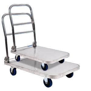 भारी शुल्क स्टेनलेस स्टील तह फ्लैट ट्रॉली 304 ग्रेड, 1.0 मिमी मोटाई, 300 किलोग्राम भार क्षमता - Product Image 5