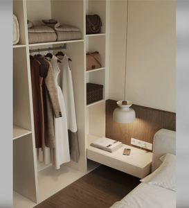 Estilo Cremoso, Bordes Redondeados, Diseño de Mesita de Noche Integrada: Área de Armario Esquinero, Almacenamiento Extra Grande - Product Image 6
