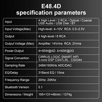Audio winner E48.4D HiFi Clase D amplificador 8 canales DSP y amplificador de coche 4 canales