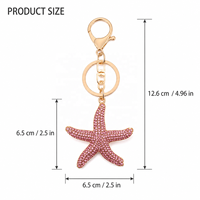 Porte-clés en émail et strass, breloque animaux marins, crabe, étoile de mer, hippocampe, requin, pendentif de sac en cristal
