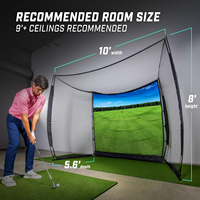 Cage d'entraînement de golf 10,5 pieds avec écran de projection visuel, simulateur compatible, cadre en acier robuste, tissu PE haute résistance