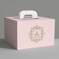 Boîte d'emballage à emporter de dessert de gâteau de haute qualité Boîte de papier de gâteau d'anniversaire avec poignée Boîtes à gâteaux roses