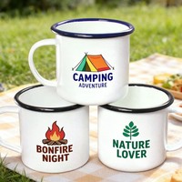 Ensemble de tasses à café en émail pour le camping en plein air, design personnalisé rétro vintage, écologique, cadeau promotionnel