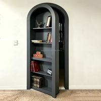 Porte de bibliothèque dissimulée en bois naturel avec arche pour bureau et chambre à coucher