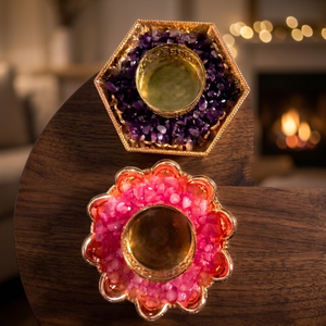 Juego de Portavelas de Cristal con Baño de Oro NOBLESTONE GEMS, Hecho a Mano, con Forma de Flor Rosa Púrpura, Regalo Decorativo para Bodas y Fiestas - Product Image 5