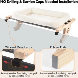 Montajı kolay ahşap Pet yataklar asılı kedi güneşli pencere koltuk kedi pencere yatak levrek yanında hamak ile minder örtüsü - Product Image 3