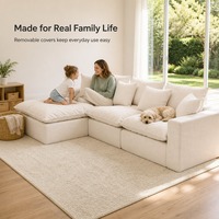 Canapé Cloud UJOY LM116 265cm en L, trois places, avec ottoman, assise profonde mobile en mousse, mobilier de salon pour appartement, OEM