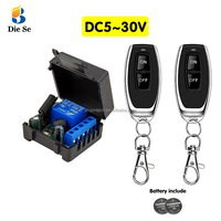 Control remoto inalámbrico de 433MHz, interruptor con relé de 10A, receptor y 2 transmisores, DC 6V 12V 24V 30V para cerraduras de portones, venta al por mayor