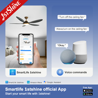Ventilateur de plafond intelligent 1stshine 56 pouces avec commande Wi-Fi, compatible vocale, pales en ABS, style luxueux, avec lumière LED