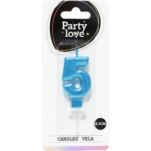Candela Blu Numero 5 per Feste, Candele di Compleanno da 4,5 Cm, Vela - Product Image 1
