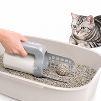 Système de tamis détachable à une main, pelle à litière pour chat intégrée tout-en-un avec porte-sac et bac à déchets
