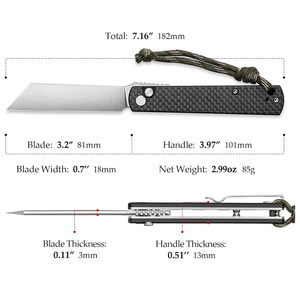 Coltello Pieghevole Higonokami Giapponese con Blocco a Pulsante in Acciaio Industriale 10Cr15CoMoV e Manico in Fibra di Carbonio, per Ordini all'Ingrosso di Piccole Quantità (OEM) - Product Image 3