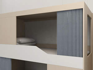 Современная металлическая двухъярусная кровать-капсула на заказ для квартиры, общежития, студенческая двухместная кровать с ящиками для хранения и лестницей - Product Image 2