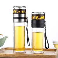 Mug de voyage en verre borosilicate haute résistance 450ml/350ml avec couvercle en verre, design classique, compatible lave-vaisselle et micro-ondes, pour les amateurs de thé