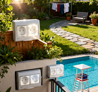 IGERCN IGJ55-2SR Prise murale double IP55 ABS résistante aux intempéries européennes 16A 250V avec interrupteur CE pour applications non-mise à la terre