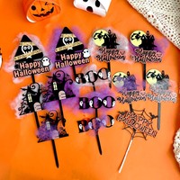 Set de Adornos de Acrílico Impresos a Color para Pastel de Halloween, Decoración Festiva para Fiestas, Casa Embrujada, Cumpleaños, Pastelería y Cupcakes
